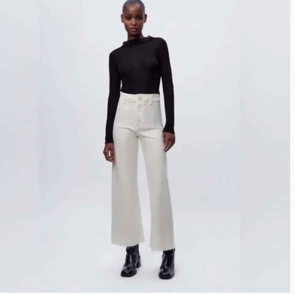 Zara COLLECTION HIGH WAIST MARINE STRAIGHT colored jeans